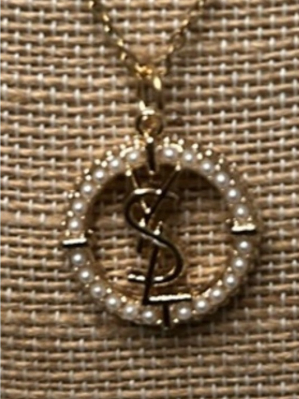 gold-Tone Circle Pendant Necklace with Crystal Accents